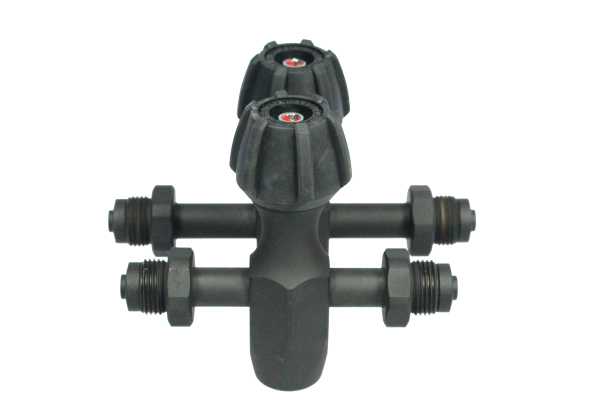Doppelflaschenbrücke mit Handrad (schwarz) Breite 154 mm #P130530